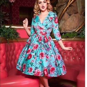 Pinup Couture 1950s Style Birdie Dress Turquoise